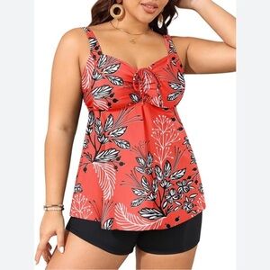 Floral Red Bikini Top